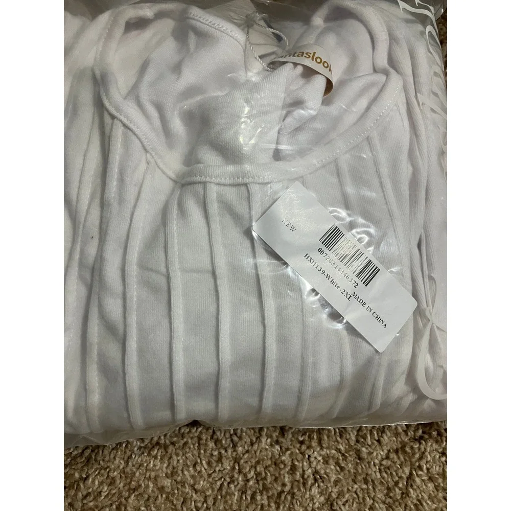Fantaslook HXH139 Womens White Blouse Size 2XL NWT Original Package